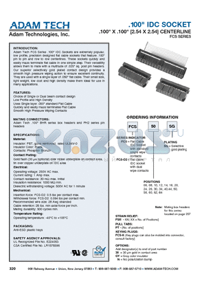 FCS20SG datasheet - .100 IDC SOCKET .100 X .100 [2.54 X 2.54] CENTERLINE