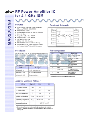 MA02303GJ-R13 datasheet - RF Power Amplifier IC for 2.4 GHz ISM