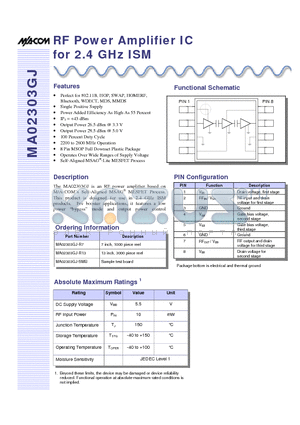 MA02303GJ-SMB datasheet - RF Power Amplifier IC for 2.4 GHz ISM