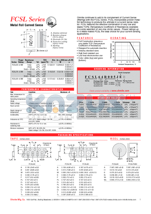 FCSL64R005GER datasheet - Metal Foil Current Sense