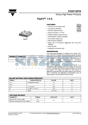 FCSP130TR datasheet - surface mount Schottky rectifier