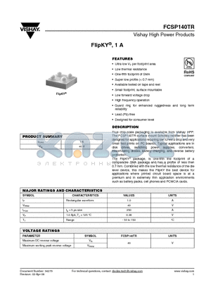 FCSP140TR datasheet - surface mount Schottky rectifier