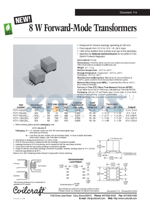 FCT1-120L2SL datasheet - 8 W Forward-Mode Transformers