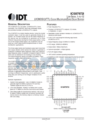 ICS87972I datasheet - LOW SKEW, 1-TO-12 LVCMOS/LVTTL CLOCK MULTIPLIER/ZERO DELAY BUFFER
