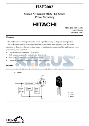 HAF2002 datasheet - Silicon N Channel MOS FET Series Power Switching