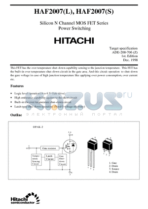 HAF2007 datasheet - Silicon N Channel MOS FET Series Power Switching