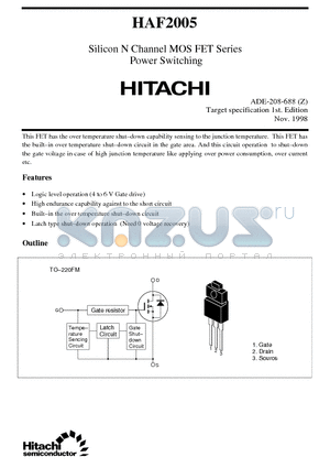 HAF2005 datasheet - Silicon N Channel MOS FET Series Power Switching