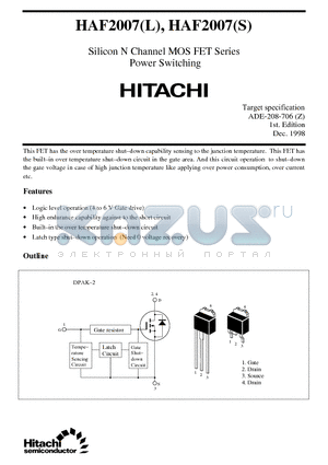 HAF2007S datasheet - Silicon N Channel MOS FET Series Power Switching