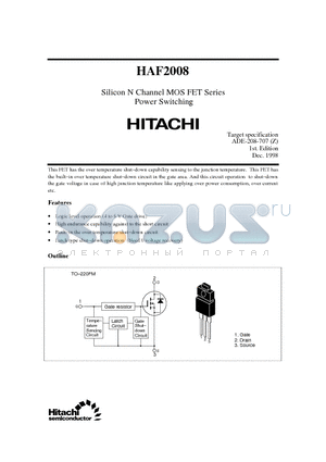HAF2008 datasheet - SILICON N CHANNEL MOSFET SERIES POWER SWITCHING