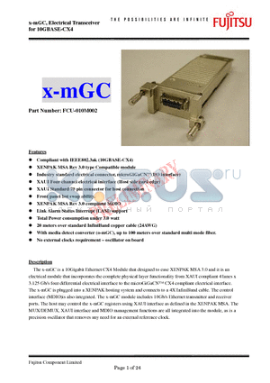 FCU-010M002 datasheet - x-mGC, Electrical Transceiver for 10GBASE-CX4