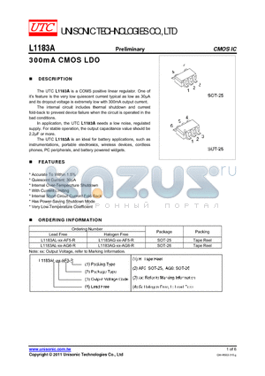 L1183AL-XX-AF5-R datasheet - 300mA CMOS LDO