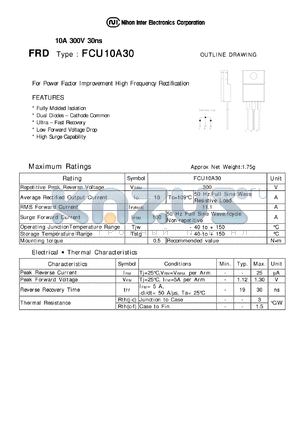 FCU10A30 datasheet - FRD - Low Forward Voltage Drop