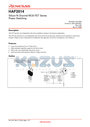 HAF2014 datasheet - Silicon N Channel MOSFET Series Power Switching