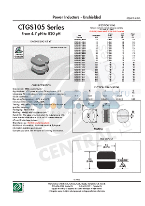 CTGS105-100M datasheet - Power Inductors - Unshielded