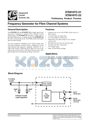 ICS9107C-21CS08 datasheet - Frequency Generator for Fibre Channel Systems