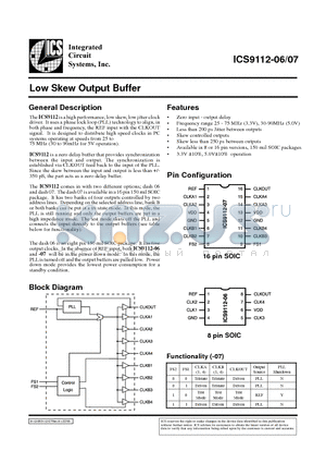 ICS9112-06 datasheet - Low Skew Output Buffer