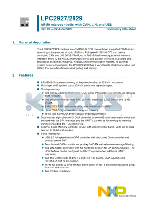 LPC2929FBD144 datasheet - ARM9 microcontroller with CAN, LIN, and USB