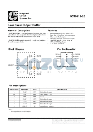 ICS9112-26 datasheet - Low Skew Output Buffer