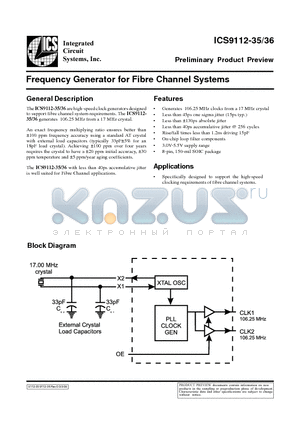 ICS9112-35 datasheet - Frequency Generator for Fibre Channel Systems