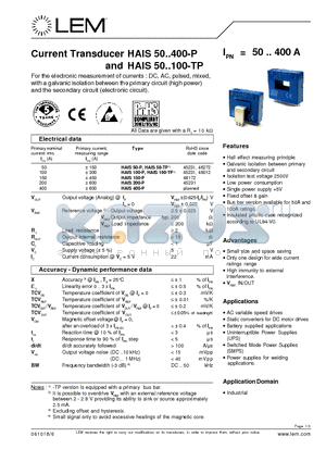 HAIS150-P datasheet - Current Transducer