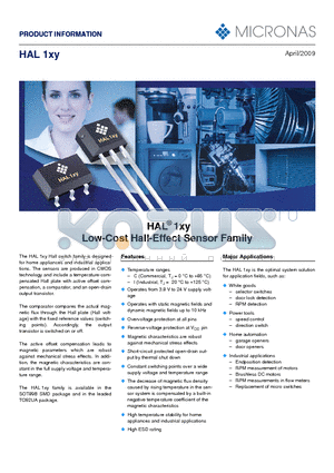 HAL101 datasheet - Low-Cost Hall-Effect Sensor Family