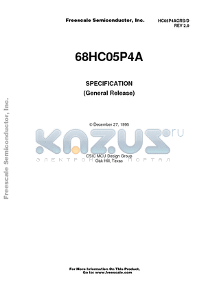 68HC05P4A datasheet - SPECIFICATION (General Release)