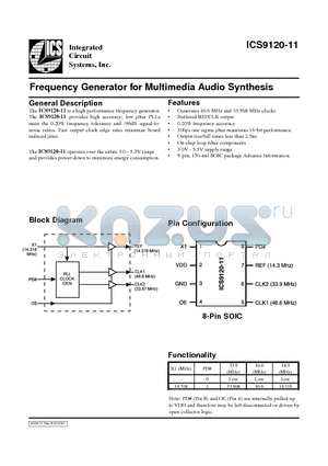 ICS9120M-11 datasheet - Frequency Generator for Multimedia Audio Synthesis