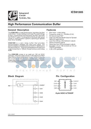 ICS91305YMLFT datasheet - High Performance Communication Buffer