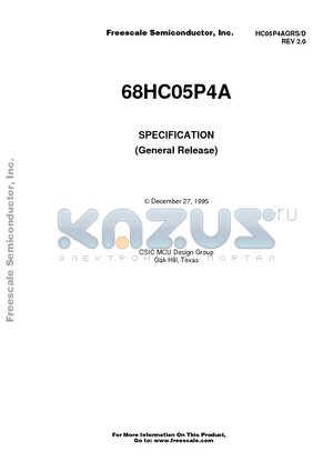 68HC05P4A_1 datasheet - SPECIFICATION (General Release)