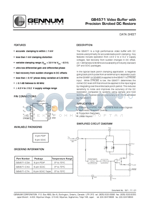 GB4571-CKA datasheet - Video Buffer with Precision Strobed DC Restore