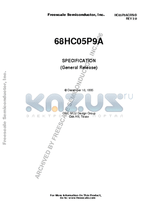 68HC05P9A datasheet - SPECIFICATION(General Release)