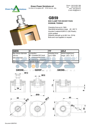 GB59 datasheet - BOX CLAMP FOR HOCKEY PUKS DO200AB, TO200AC