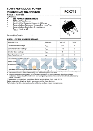 FCX717 datasheet - PNP SILICON POWER (SWITCHING) TRANSISTOR