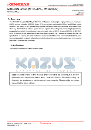 M306NNFHGP datasheet - Renesas MCU