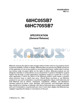 68HC705SB7 datasheet - SPECIFICATION (General Release)