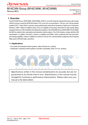 M306NMME-XXXGP datasheet - Renesas MCU