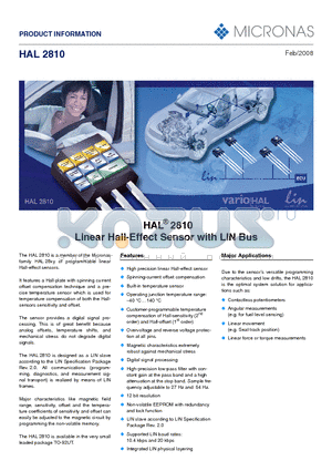 HAL2810 datasheet - Linear Hall-Effect Sensor with LIN Bus