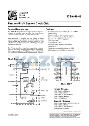 ICS9148-46 datasheet - Pentium/ProTM System Clock Chip