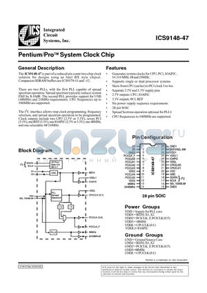 ICS9148-47 datasheet - Pentium/ProTM System Clock Chip