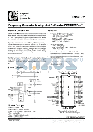 ICS9148-82 datasheet - Frequency Generator & Integrated Buffers for PENTIUM/ProTM
