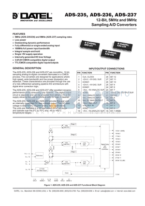 ADS-235 datasheet - 12-Bit, 5MHz and 9MHz Sampling A/D Converters