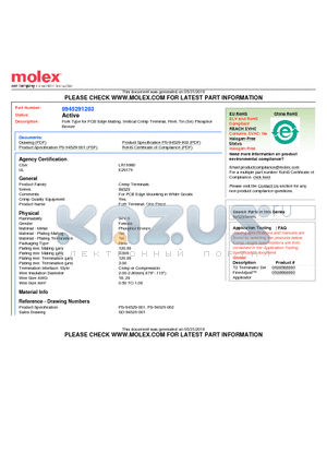 94529-1203 datasheet - Fork Type for PCB Edge Mating, Vertical Crimp Terminal, Reel, Tin (Sn) Phosphor Bronze