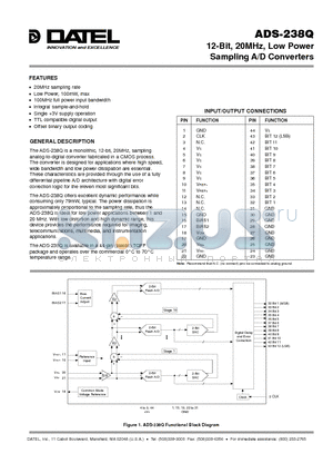 ADS-238Q datasheet - 12-Bit, 20MHz, Low Power Sampling A/D Converters