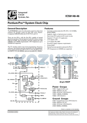 ICS9148YF-46 datasheet - Pentium/ProTM System Clock Chip