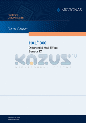 HAL300 datasheet - Differential Hall Effect Sensor IC