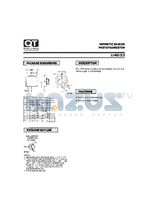 L14G1 datasheet - HERMETIC SILICON PHOTOTRANSISTOR