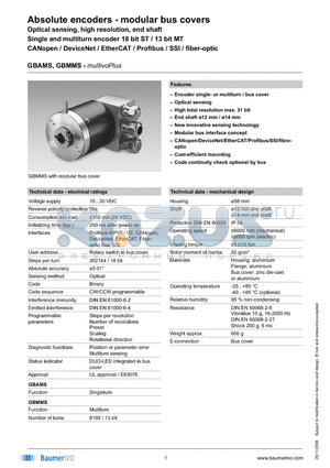 GBAMS.0203V32 datasheet - Absolute encoders - modular bus covers