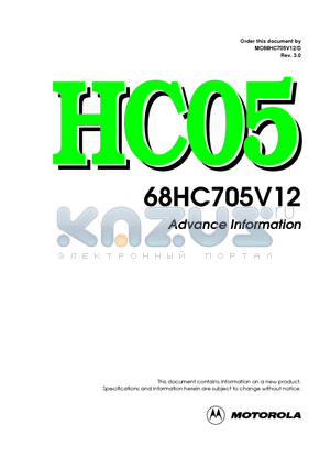 68HC705V12 datasheet - The Motorola microcontroller