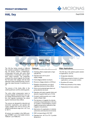 HAL505 datasheet - Multipurpose Hall-Effect Sensor Family