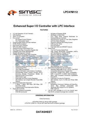 LPC47M112 datasheet - Enhanced Super I/O Controller with LPC Interface